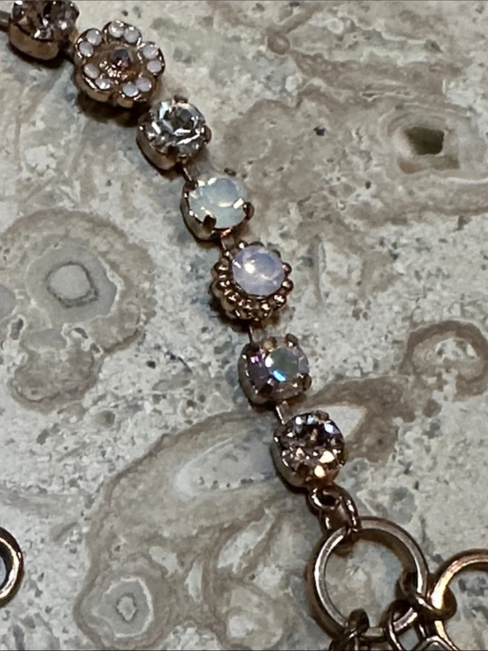 Mariana Rose Gold Crystal Bracelet with Iridescent and Clear Stones